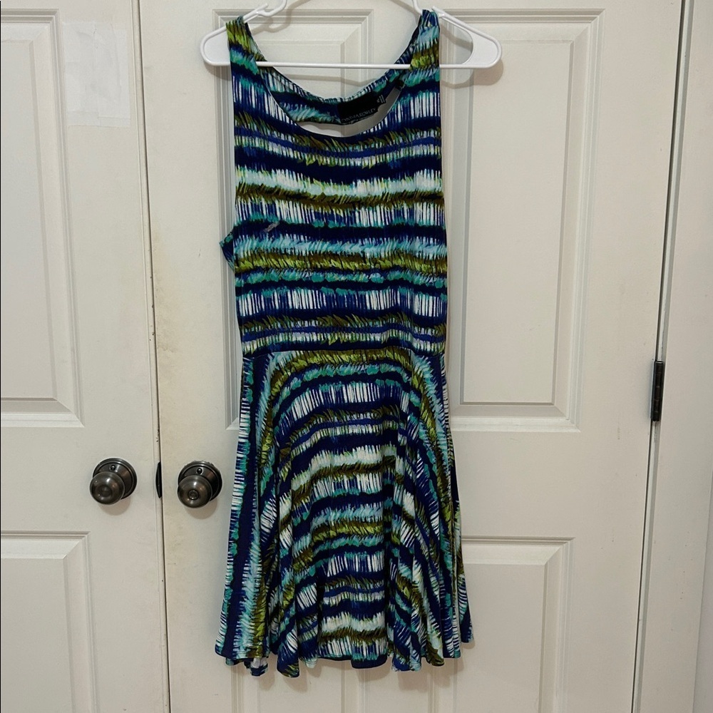Cynthia Rowley Patterened Sleeveless Dress size XL black purple open back